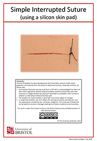 Clinical skills instruction booklet cover page, Simple Interrupted Suture (silicon skin pad)